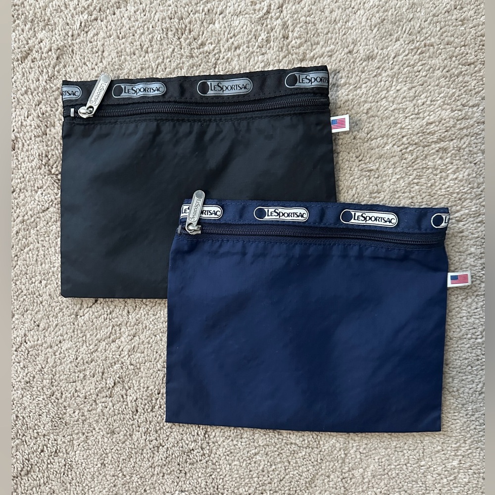 LeSportSac set of Two Cosmetic Pouches. Black and Nacy